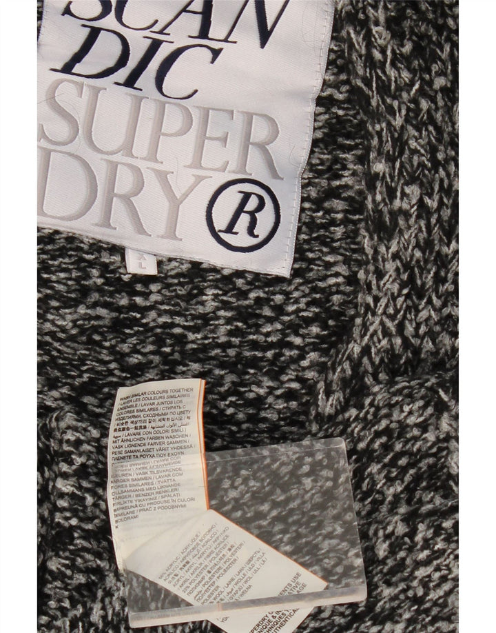 SUPERDRY Pulover cardigan cu paragate supradimensionat pentru femei UK 18 XL, gri cu pete