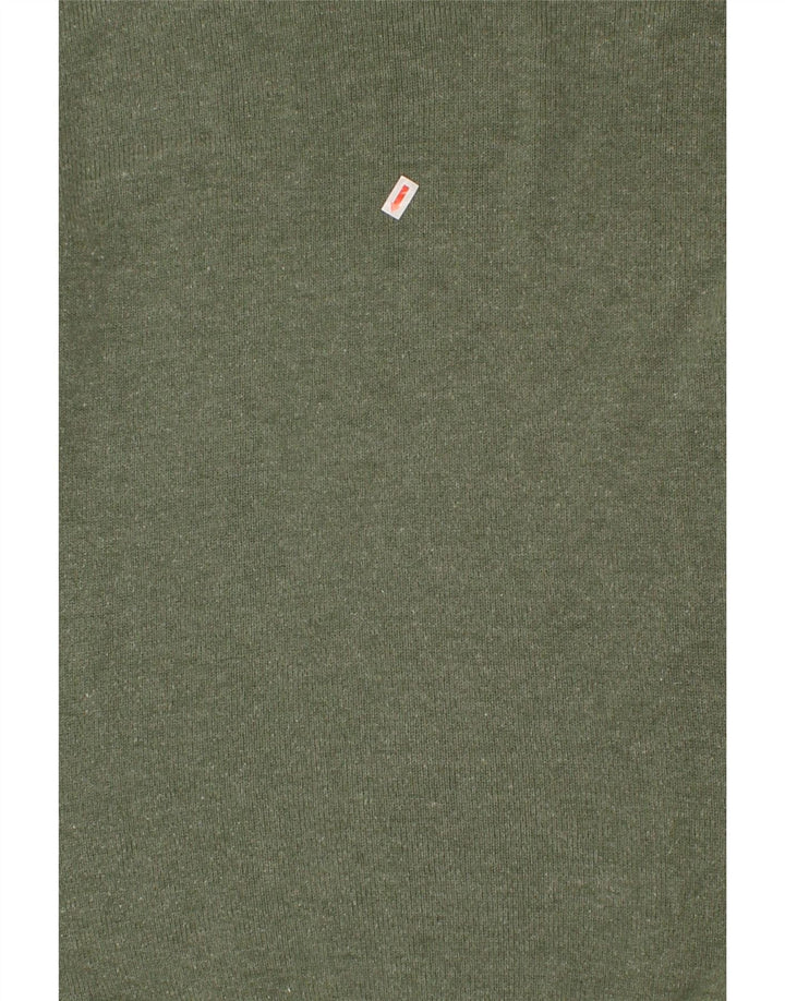 KELLERMAN Mens Crew Neck Jumper Sweater XL Green Check Cotton Vintage Kellerman and Second-Hand Kellerman from Messina Hembry 