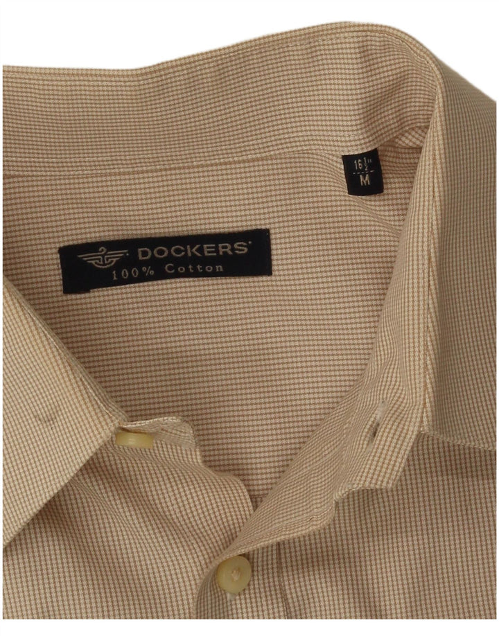 Cămașă Dockers pentru bărbați, mărimea 16 1/2, bumbac mediu bej picior de găină
