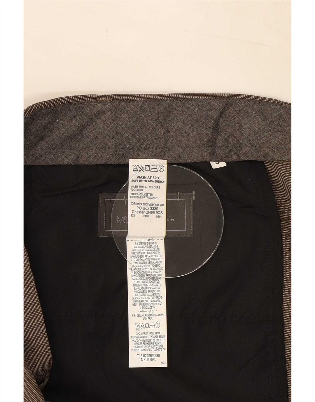 Pantaloni de costum pentru bărbați Marks & Spencer, cu ajustare normală, L40 L31, poliester maro