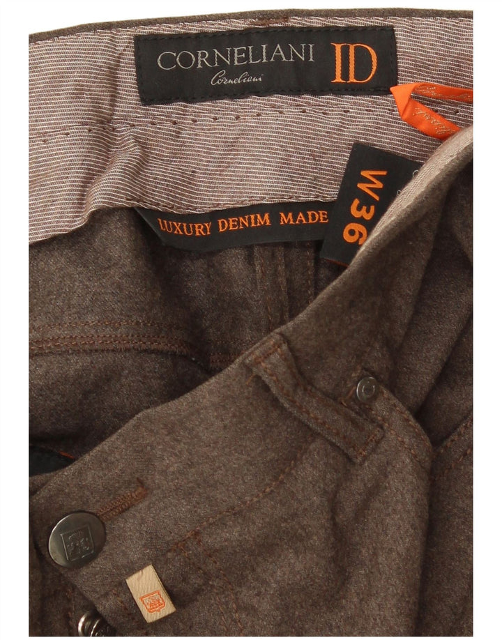 CORNELIANI Pantaloni Drepți Casual Bărbați L36 L28 Lână Maro