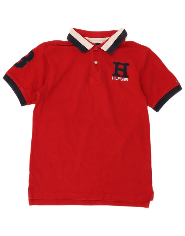 Tricou polo cu grafic pentru băieți Tommy Hilfiger 12-13 ani, roșu mediu, color block