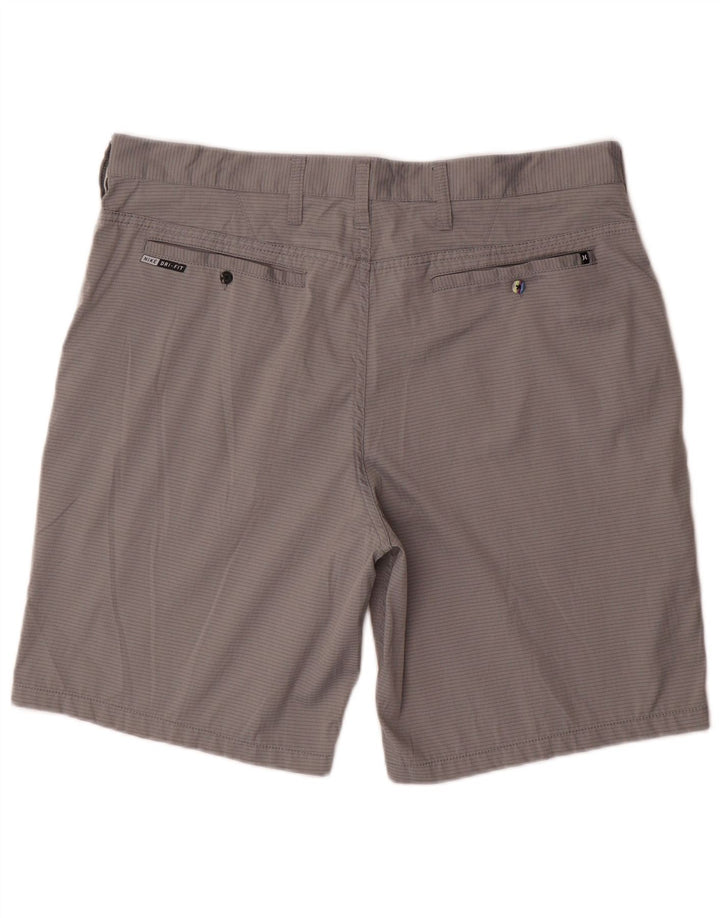 Pantaloni scurți chino Hurley pentru bărbați W36, poliester cu dungi mari, gri
