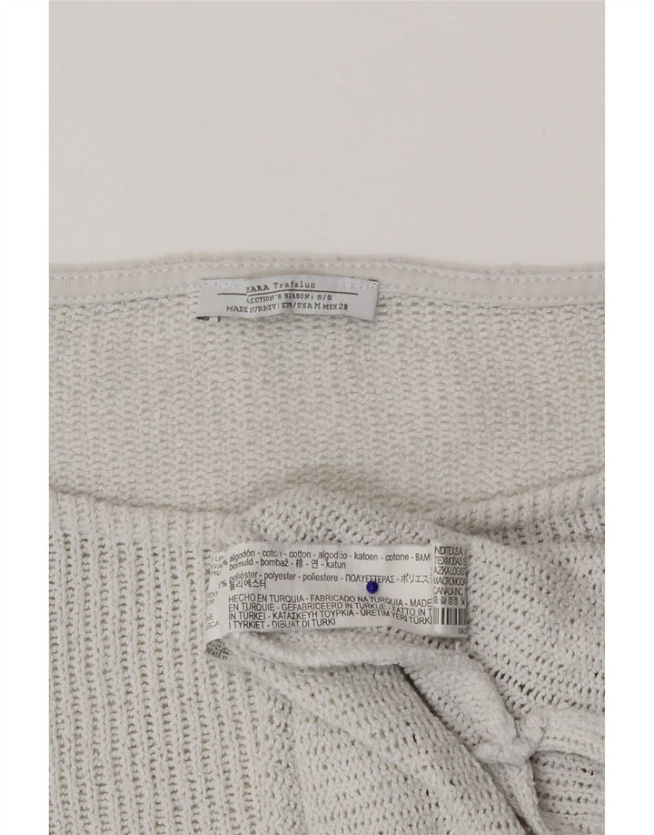 Top femeie Zara cu mâneci 3/4 UK 12, bumbac alb mediu