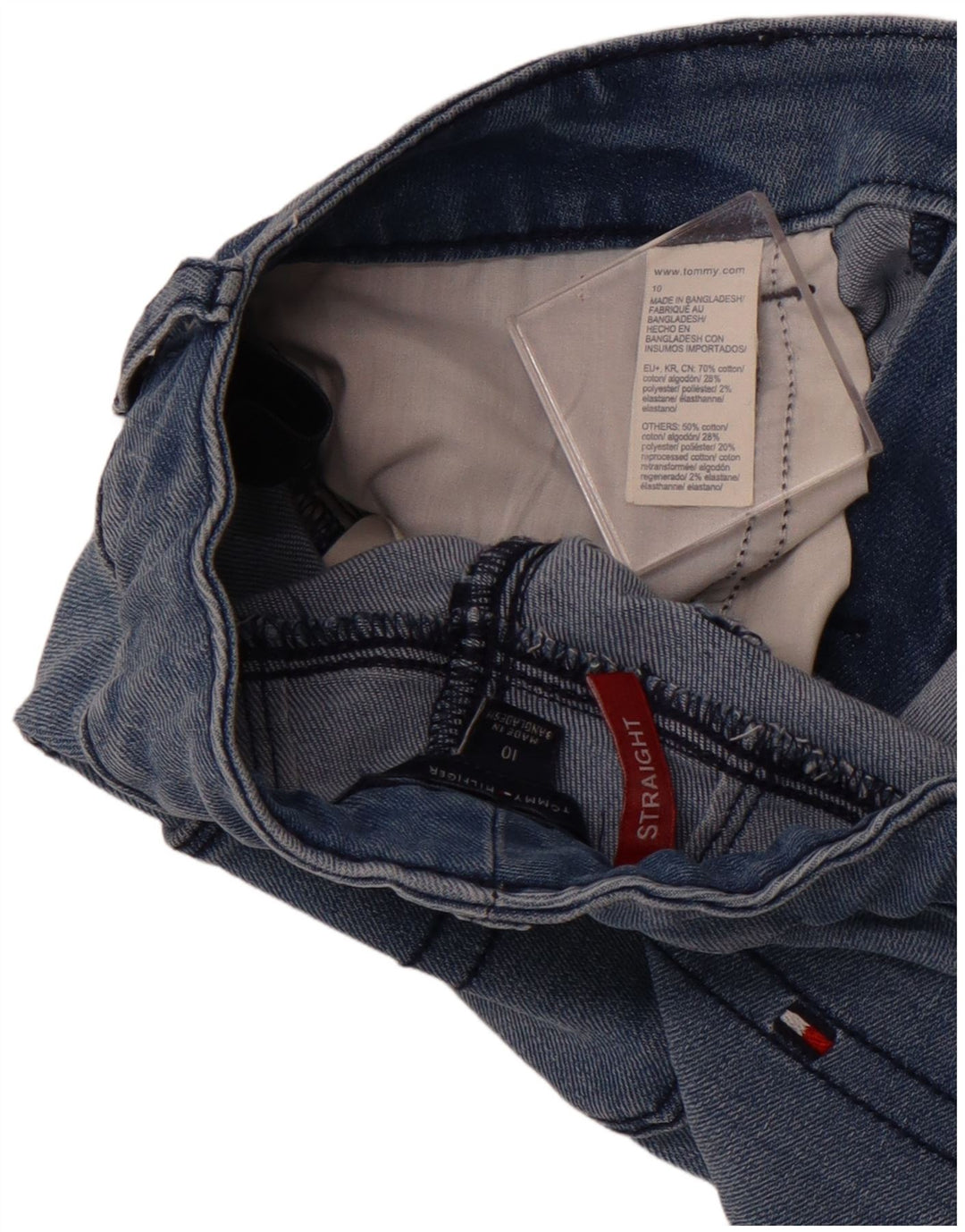 TOMMY HILFIGER Blugi drepti fete 9-10 ani W24 L25 bleumarin bumbac