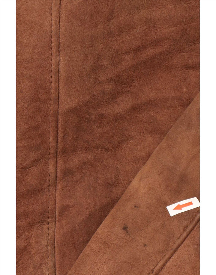 Pardesiu vintage pentru bărbați din shearling UK 40 mare maro