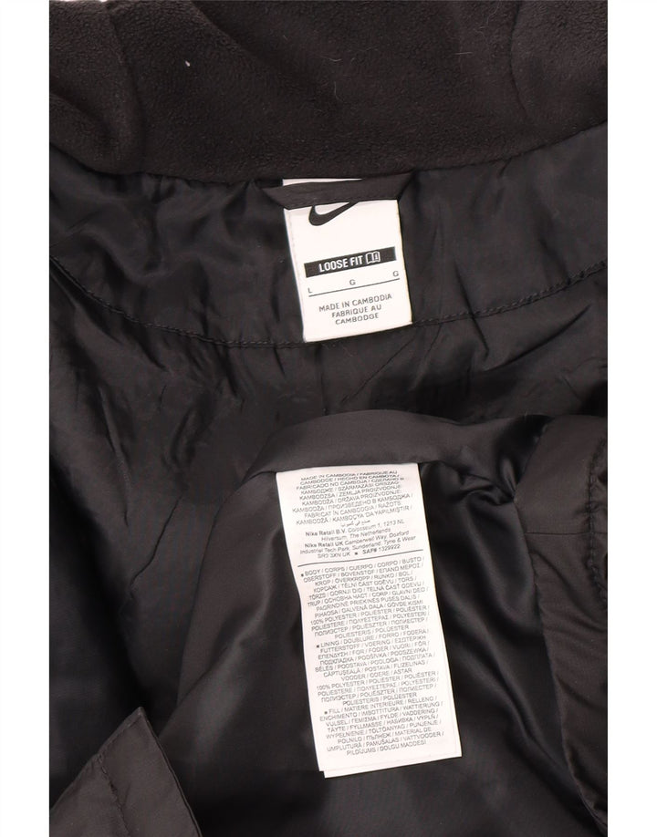 Palton căptușit cu glugă grafică Nike pentru bărbați UK 40 Poliester negru mare