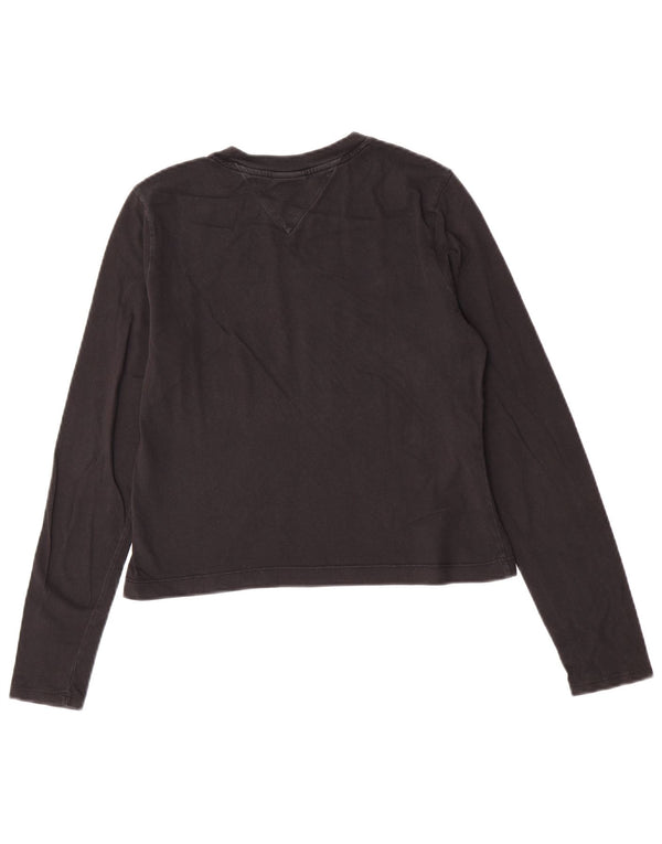 Tommy Hilfiger Crop Graphic Top cu mânecă lungă pentru femei UK 12 Medium Black