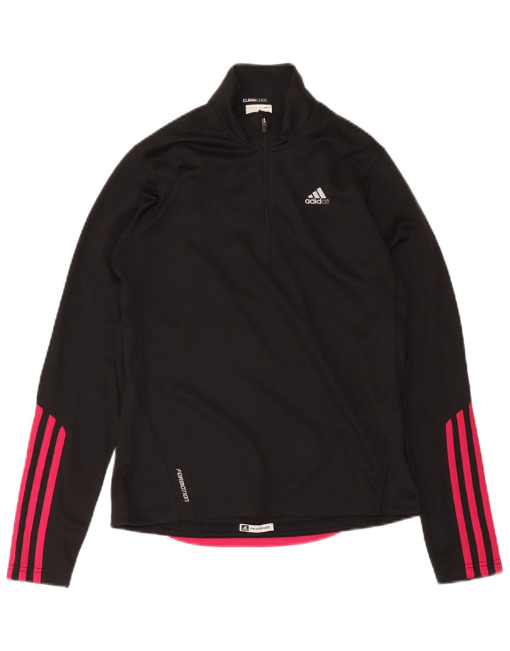 Adidas pentru femei Climacool Zip Neck Pullover Trening Top UK 10 Small Black