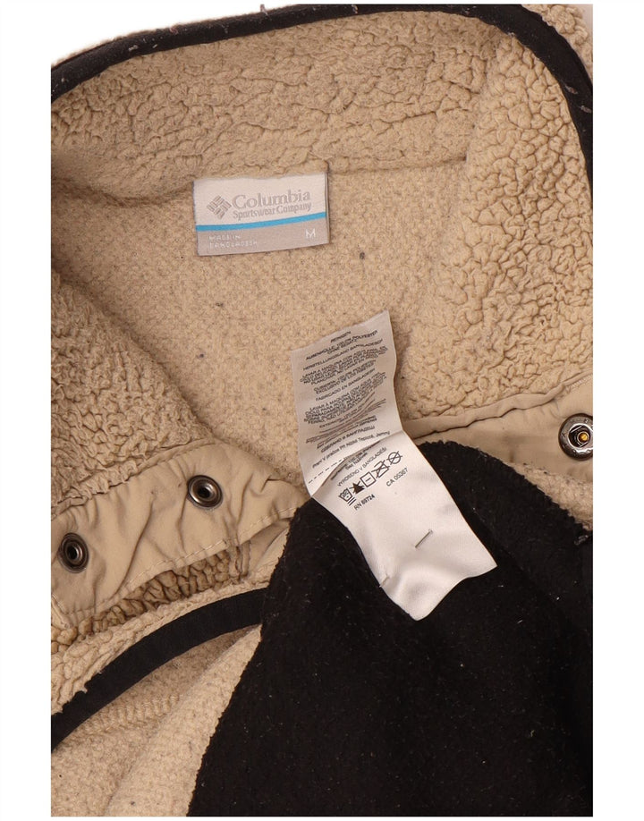 Pulover Columbia pentru bărbați, cu gât cu nasturi, fleece, mediu bej, poliester color bloc