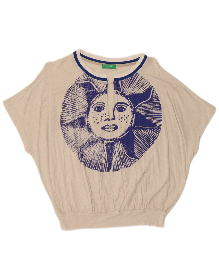 Bluză Benetton pentru femei Crop Batwing Top UK 14 Medium Off White