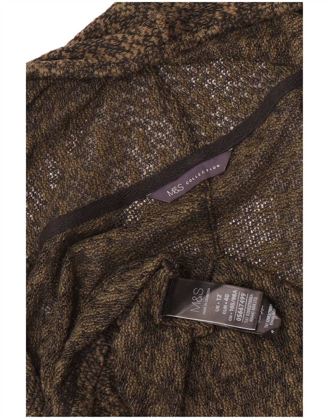 Pulover cardigan pentru femei Marks & Spencer cu mâneci 3/4 UK 12 Medium Khaki