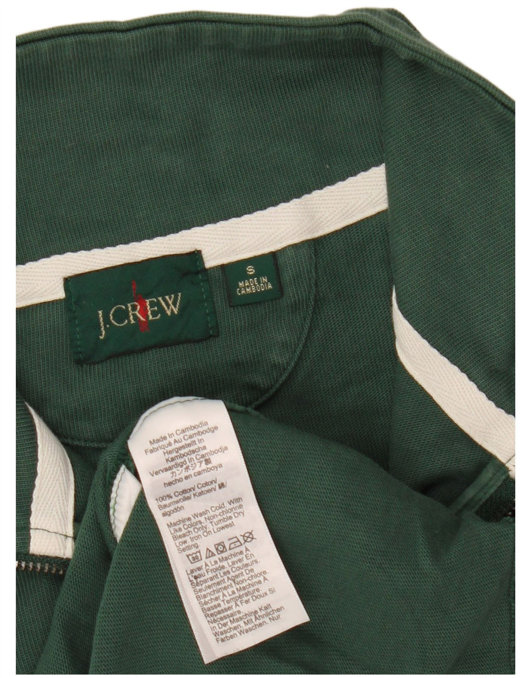 Hanorac pentru bărbați J. Crew, cu fermoar, cu gât, din bumbac verde mic