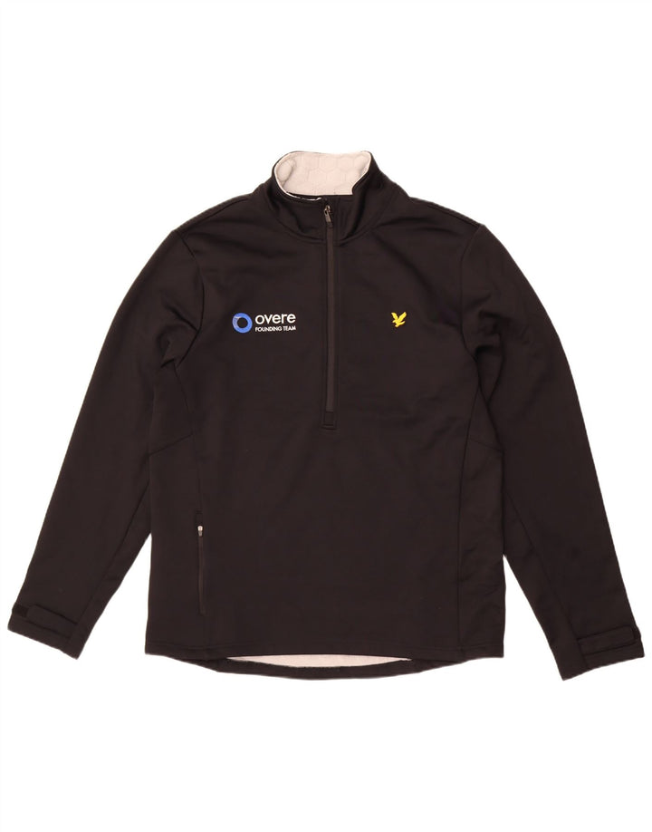 Top de trening Lyle & Scott pentru bărbați, cu grafic, cu fermoar și gât, negru