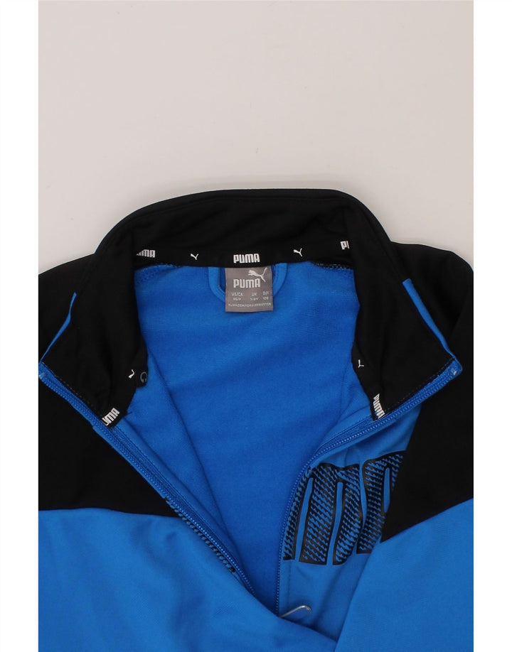 PUMA Boys Graphic Tracksuit Top Jacket 7-8 Years Blue Colourblock Vintage Puma and Second-Hand Puma from Messina Hembry 