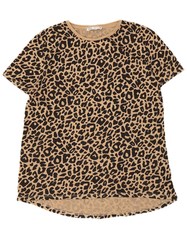 Tricou pentru femei Zara UK 10 Small Beige Animal Print