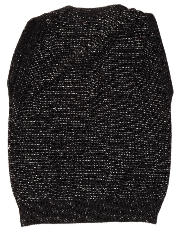 VINTAGE Vestă de damă Tank Top EU 40/42 Mediu Negru cu pete acrilice