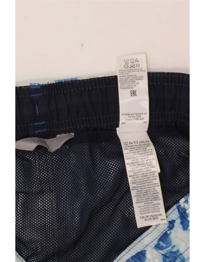 Marks & Spencer Pantaloni scurți de înot pentru bărbați, cu model abstract, poliester albastru mare