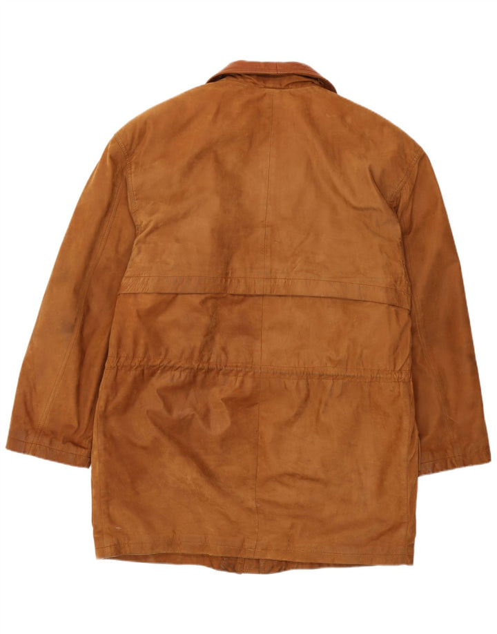 Jachetă de vânt pentru bărbați din piele vintage IT 46 din piele maro mică