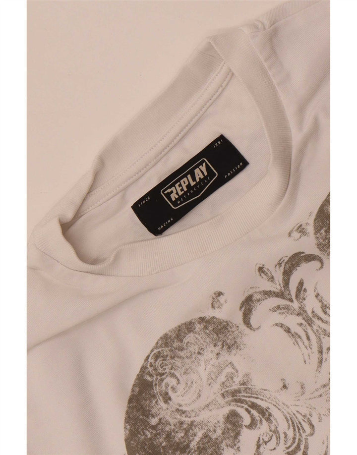 Tricou grafic pentru bărbați Replay Top mic alb
