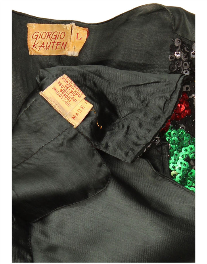 GIORGIO KAUTEN Vestă de damă cu paiete UK 16 mare, negru, bumbac floral