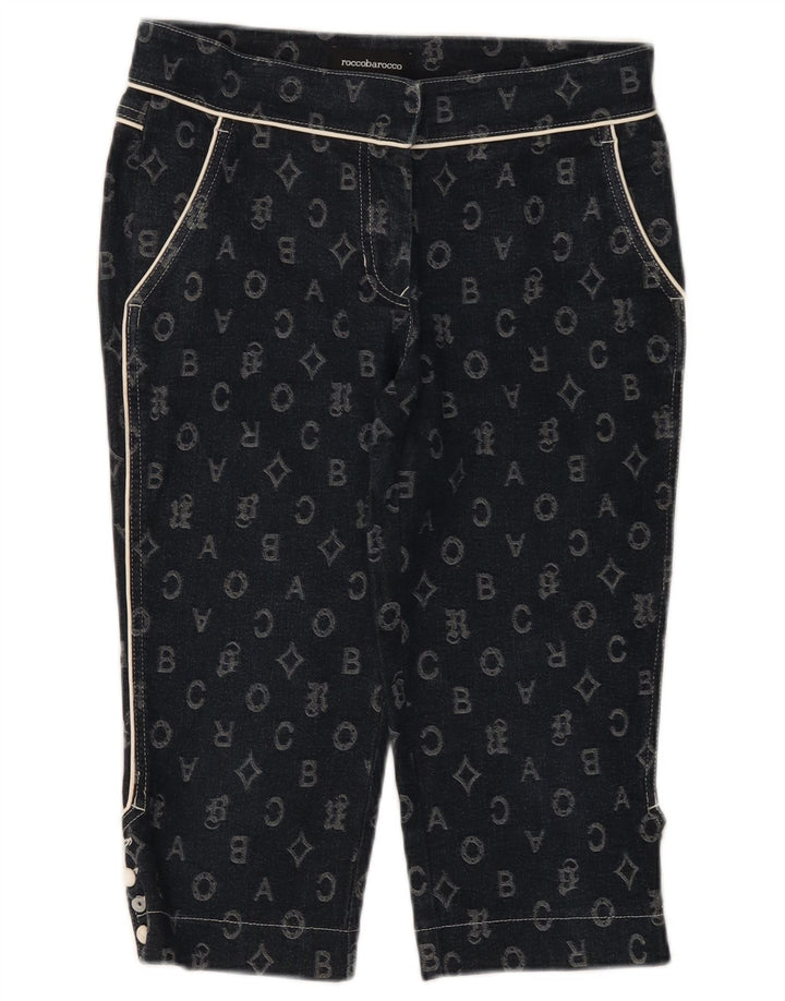 Pantaloni Capri Roccobarocco pentru femei IT 42 Medium W28 L17 Bleumarin Geometric