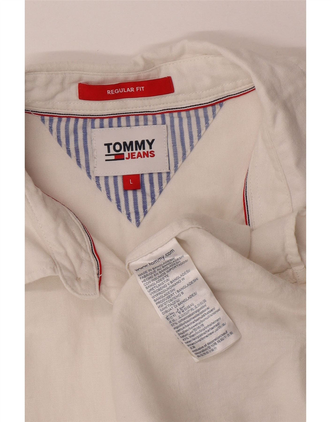 Cămașă pentru bărbați Tommy Hilfiger, cu tăiere obișnuită, mare, albă, din bumbac