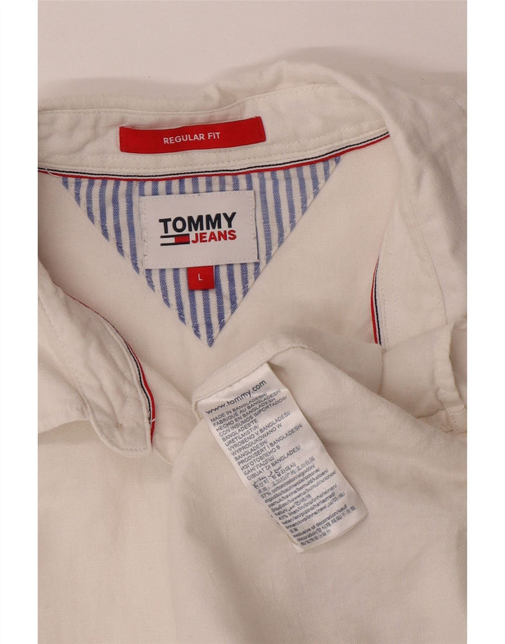 Cămașă pentru bărbați Tommy Hilfiger, cu tăiere obișnuită, mare, albă, din bumbac