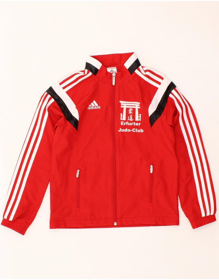 ADIDAS Boys Graphic Tracksuit Top Jacket 9-10 Years Medium Red Polyester Vintage Adidas and Second-Hand Adidas from Messina Hembry 