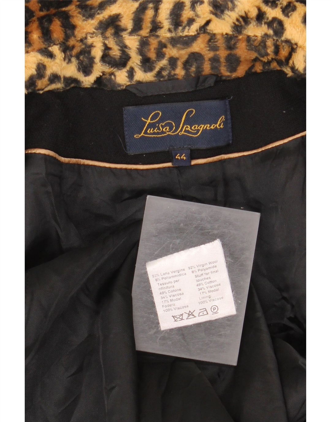 Palton pentru femei Luisa Spagnoli IT 44 Medium Black Animal Print Lână virgină