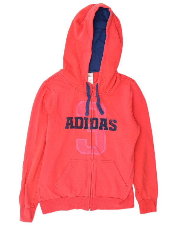 Pulover Adidas Graphic Zip pentru femei UK 14 Bumbac roșu mediu