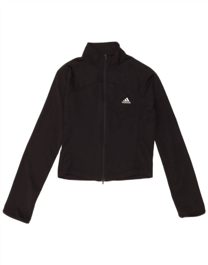Jachetă de top pentru trening Adidas Crop pentru femei UK 10 Poliester negru mic