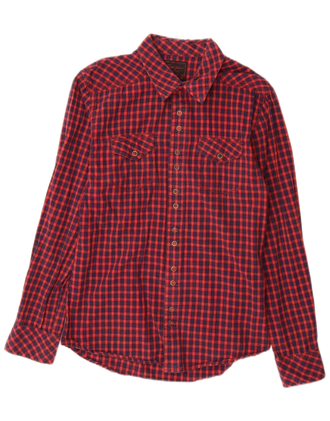 Cămașă din flanel cu grafică pentru bărbați PEPE Jeans, din bumbac roșu vichy