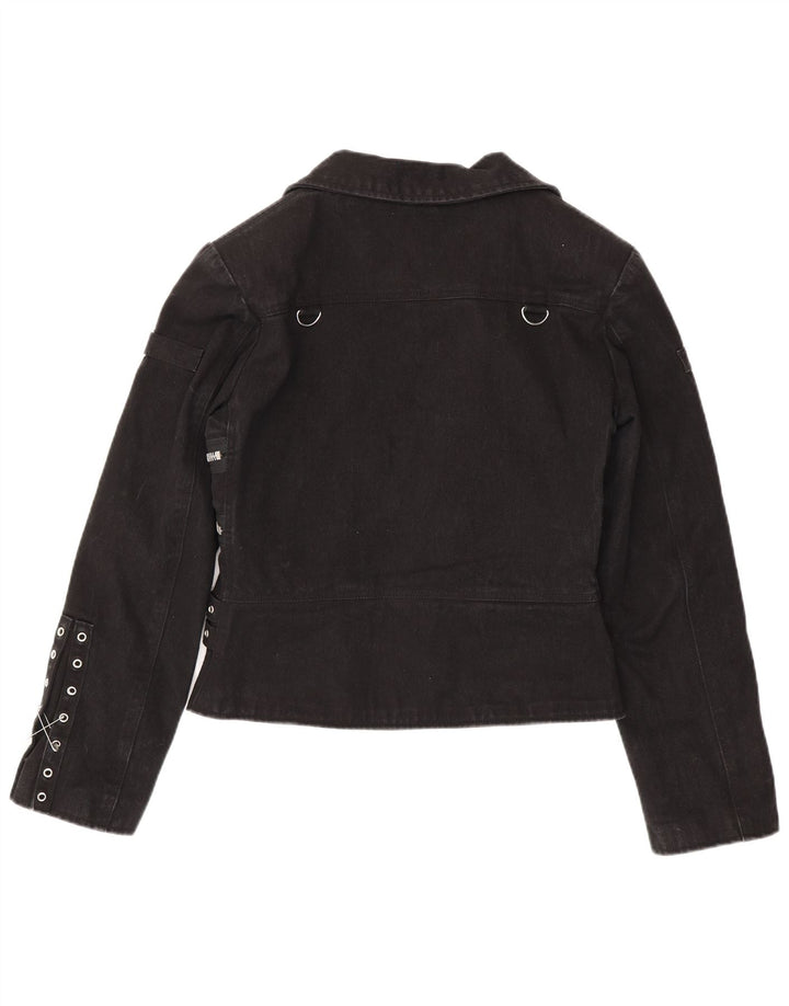 Hard Leather Stuff Jachetă de motociclist crop pentru femei UK 20 2XL Bumbac negru