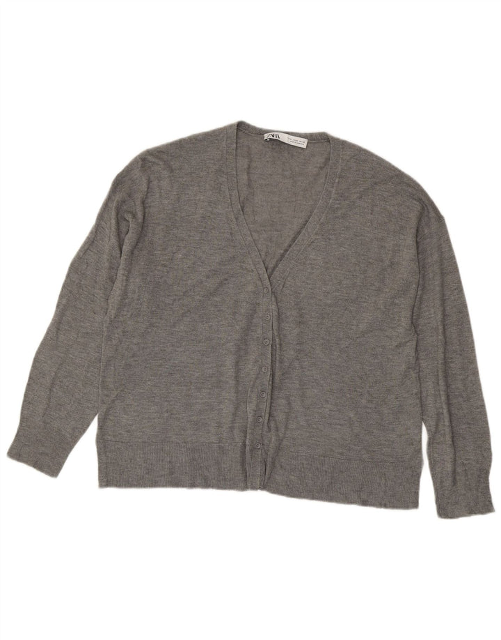 Pulover cardigan pentru femei Zara UK 14 Medium Gri Viscose