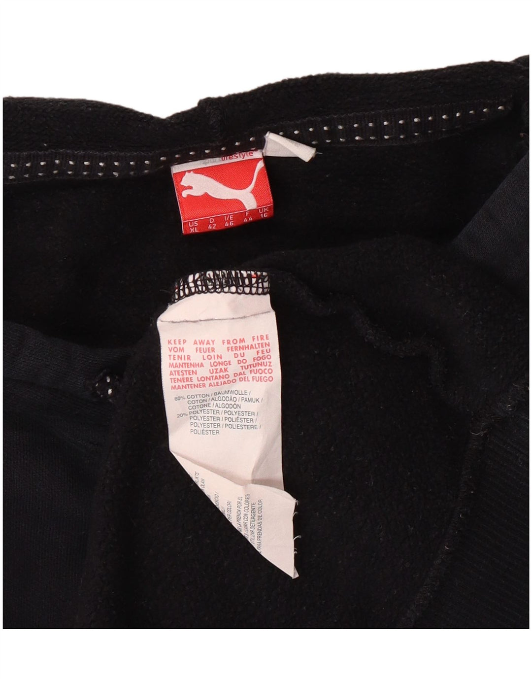 Pulover cu capota cu grafic Puma pentru femei UK 16, mare, negru, bumbac