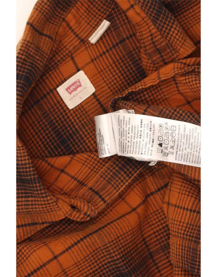 Cămașă de flanel supradimensionată Levi's pentru femei UK 16, mare, portocaliu, din bumbac