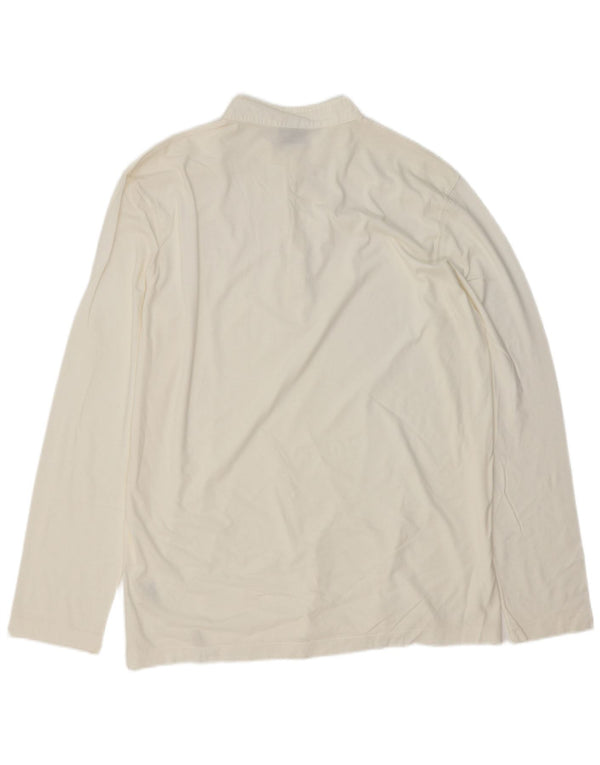 Trussardi tricou polo cu mânecă lungă pentru bărbați, bumbac alb XL