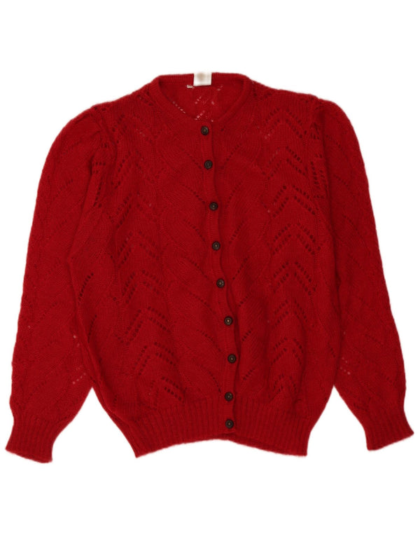 Pulover cardigan supradimensionat pentru damă vintage UK 14 roșu mediu