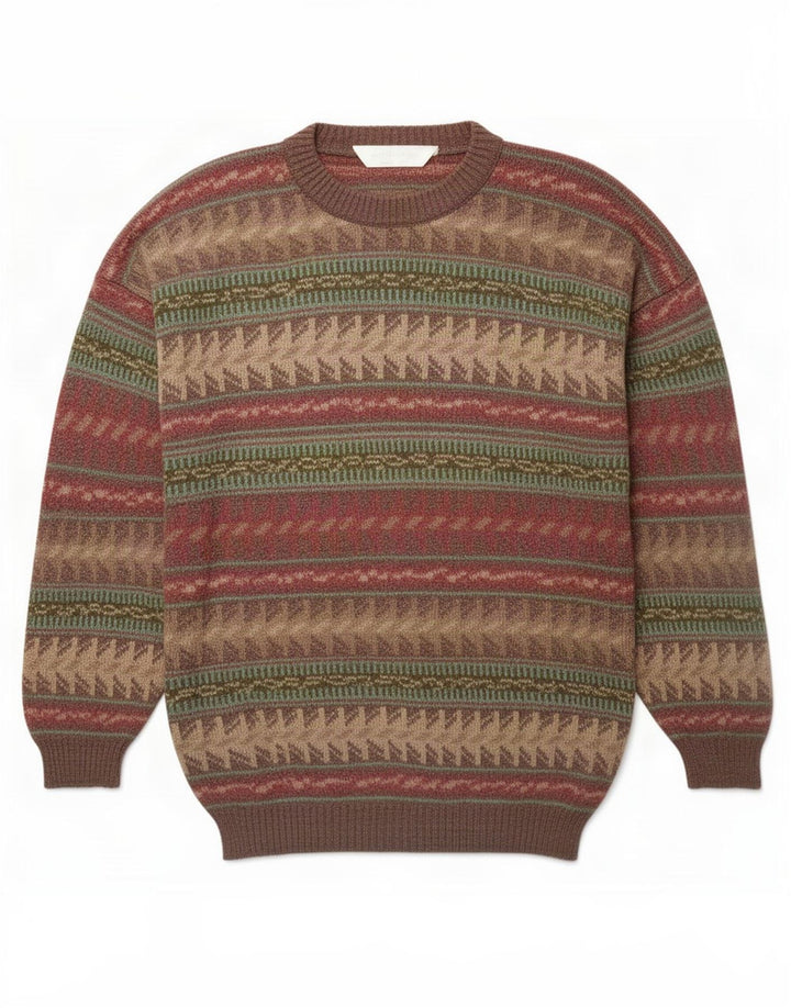 St. Bernard Pulover pentru bărbați cu gât crew pulover XL din lână geometrică multicoloră