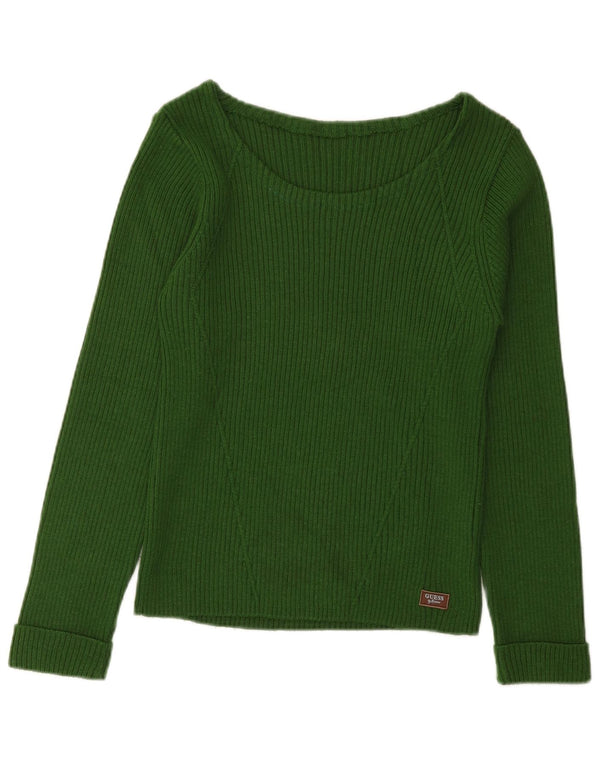 Pulover pentru femei Guess cu gâtul cu barca UK 8 Small Green
