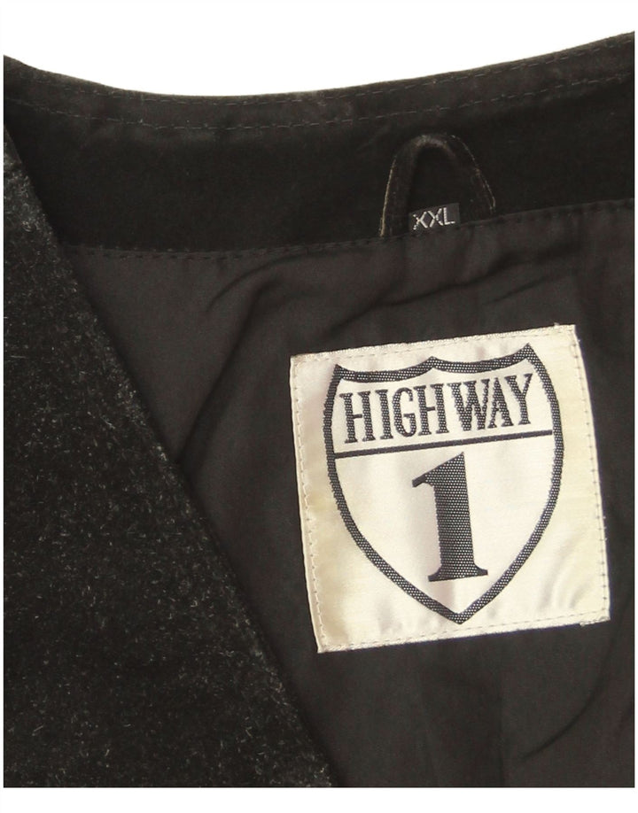 Highway 1 Gilet de piele intoarsa pentru barbati 2XL din piele neagra