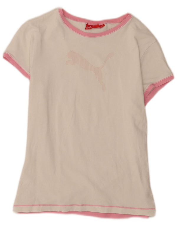 Puma Womens Graphic T-Shirt Top UK 14 Medium White Cotton
