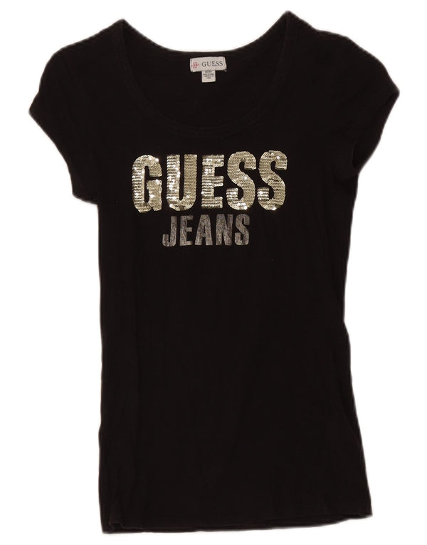 Tricou grafic Guess pentru femei Top UK 4 XS bumbac negru
