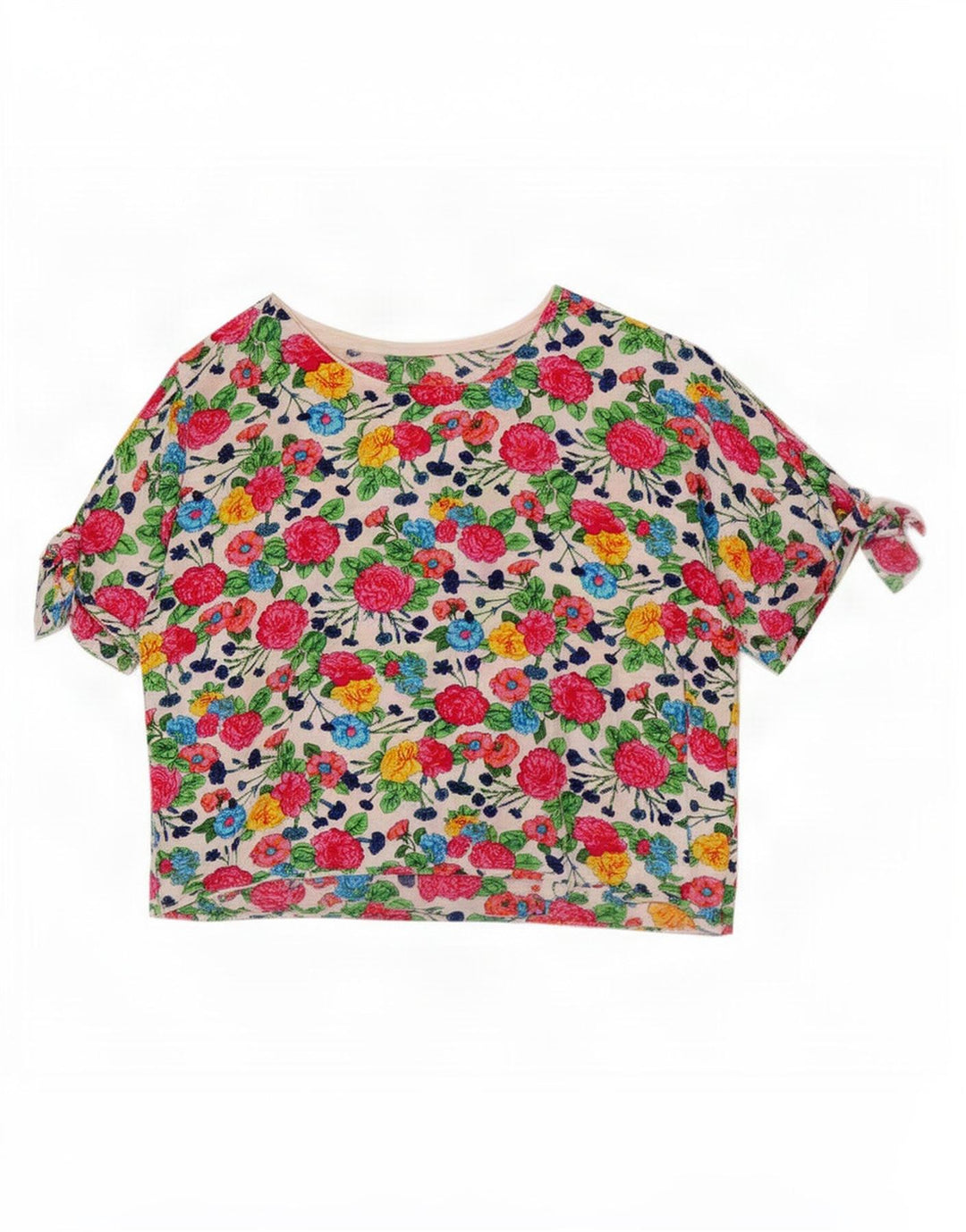 Bluză Vintage pentru femei Crop Top UK 14 Medium Multicolor Floral