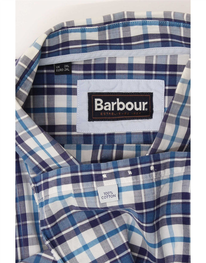 Cămașă pentru bărbați Barbour 2XL, bumbac cu carouri albastre