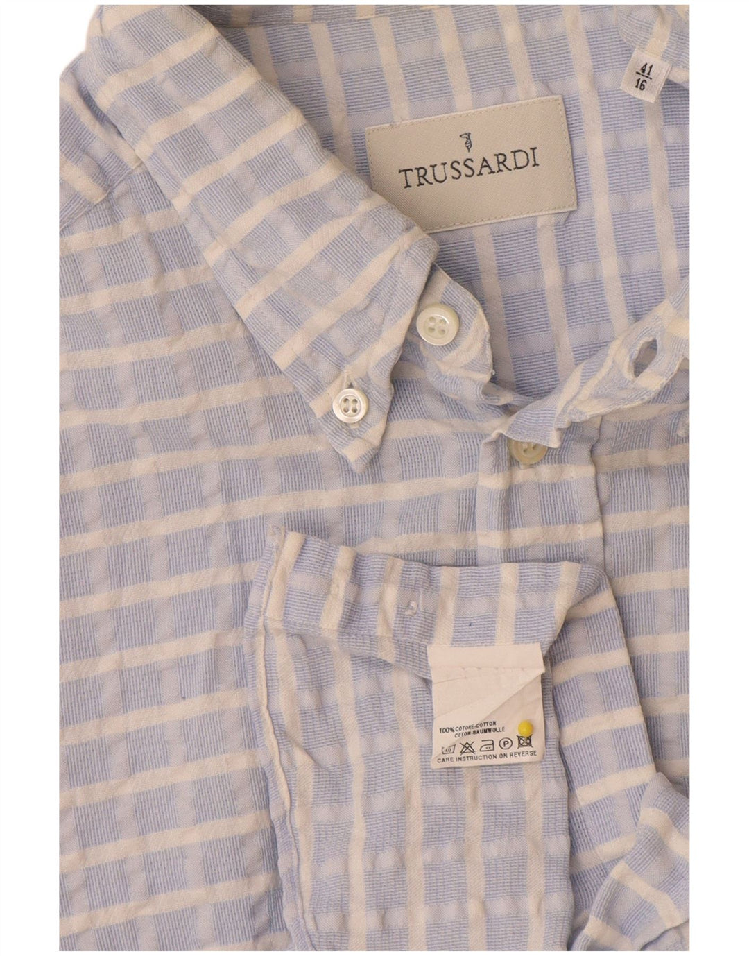 Cămașă Trussardi pentru bărbați Mărimea 41 16 Bumbac cu carouri albastre mari