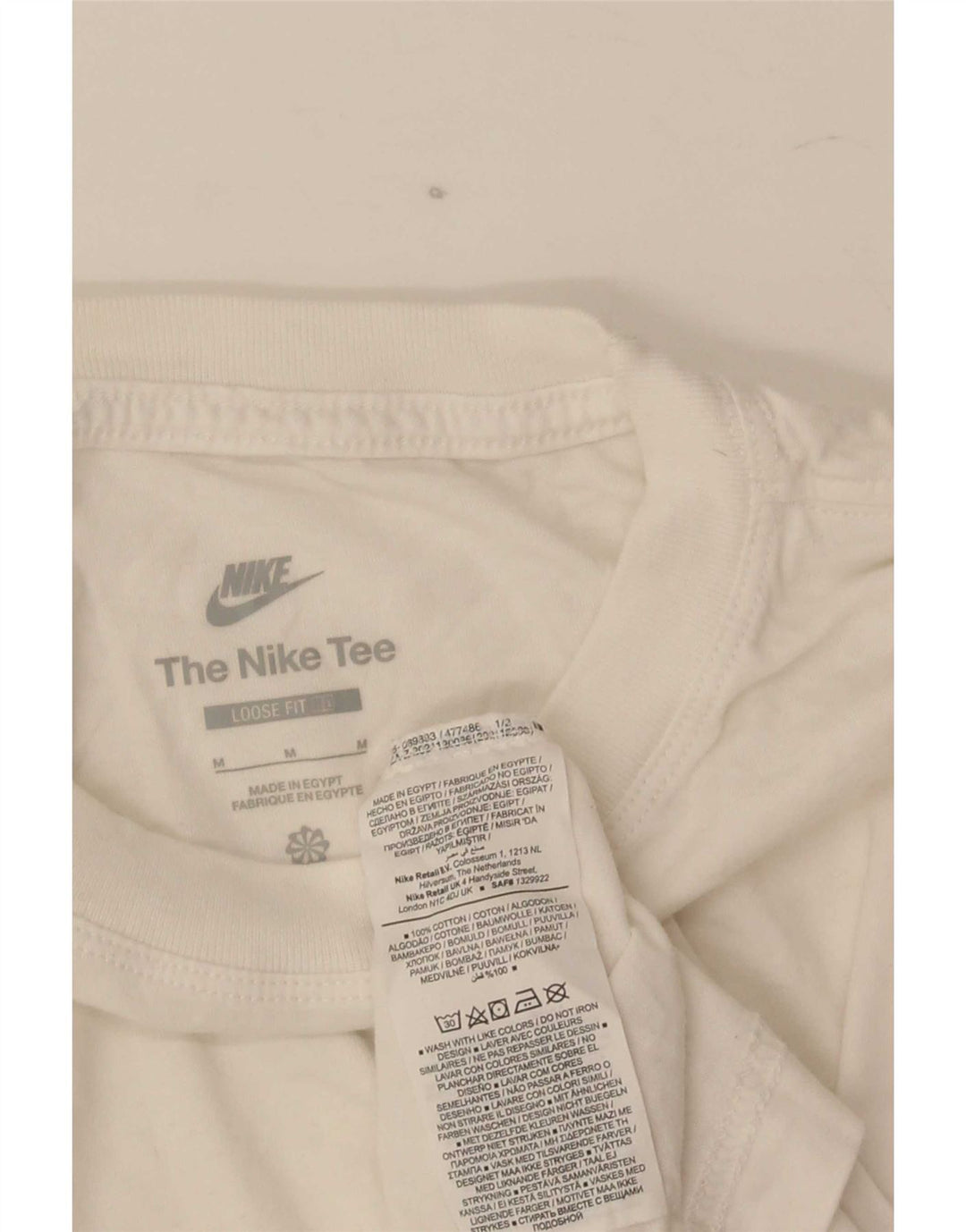 Tricou Nike pentru bărbați, cu croiala lejeră, top mediu din bumbac alb