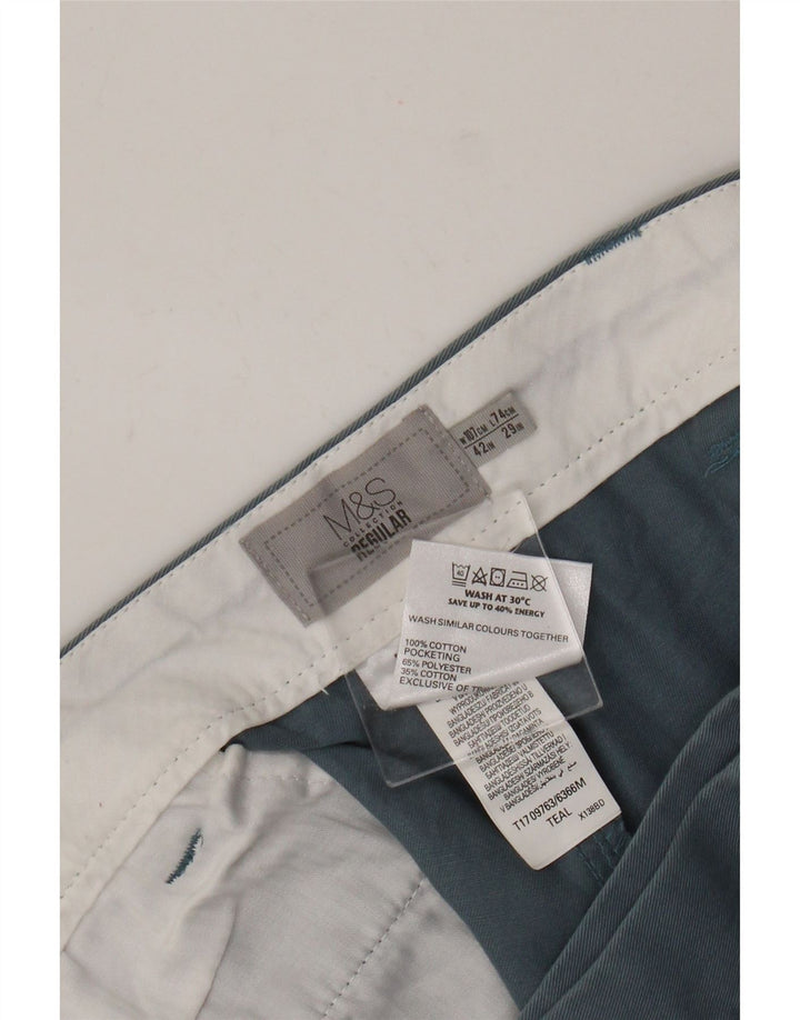 Pantaloni chino pentru bărbați Marks & Spencer, cu ajustare normală, L42 L29, bumbac albastru
