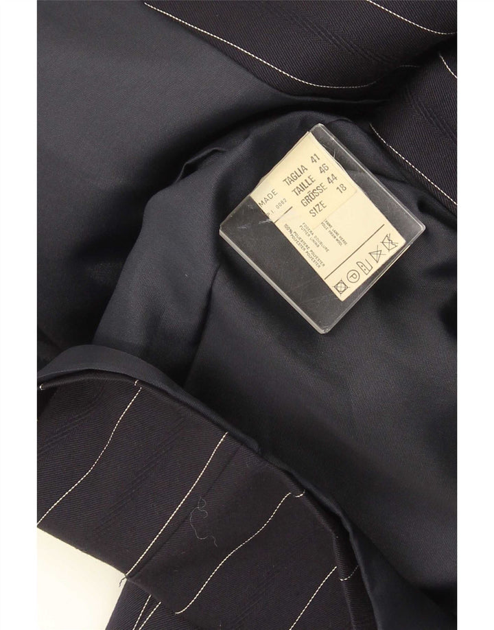 ELENA MIRO Jachetă Blazer pentru femei cu 2 nasturi UK 18 XL Lână cu dungi bleumarin